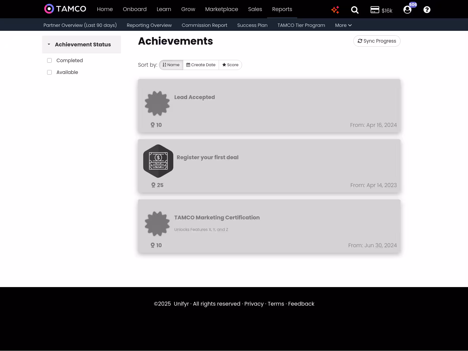 Partner viewing their earned achievements and progress