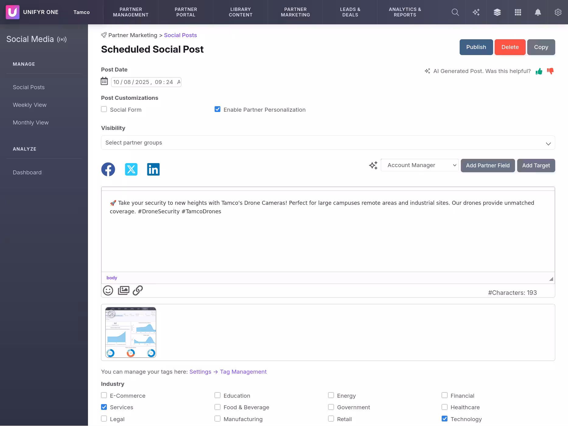 Creating social media content for partners